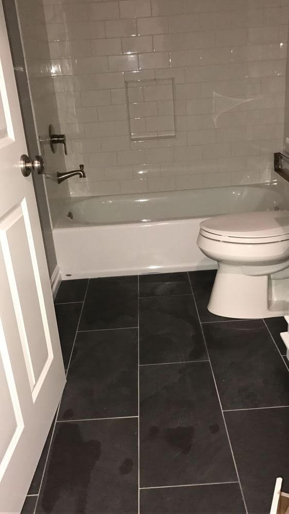 Subway tiled bathroom - bathroom floor renovation